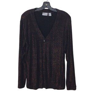 Chico’s Cardigan Women’s M Medium Travelers Slinky Knit Sparkly Shirt Top Jacket